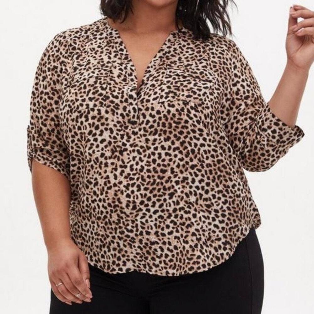 TORRID Harper Leopard Animal Print Georgette Blouse Size 3 (3XL)